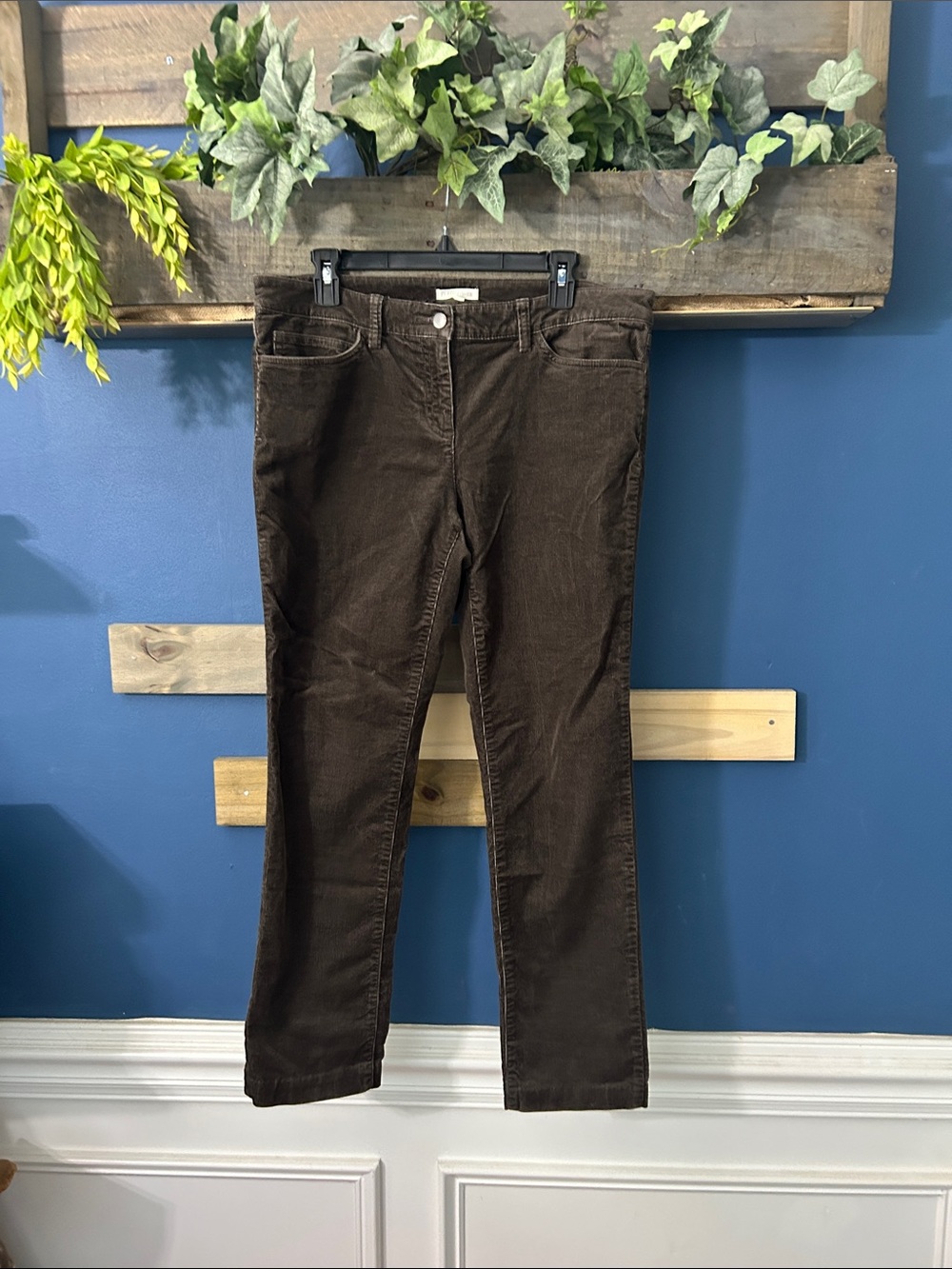 Eileen Fisher Chocolate Brown Skinny Corduroy Jeans Size 10